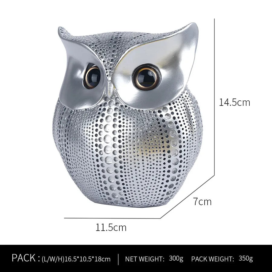 Nordic Light Luxury Golden Owl Resin Craft Ornaments Home Soft Decorations Model House Art Animal Decoration