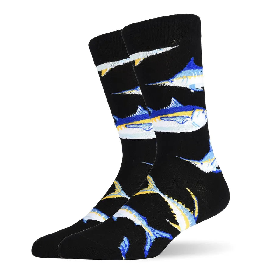 men's fashion car mushroom nylon cotton jacquard crew socks