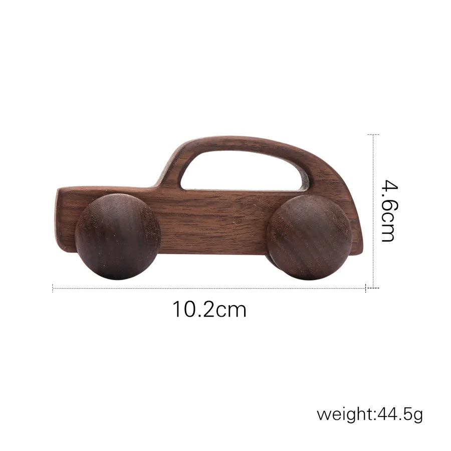 Walnut Wooden Mini Color Car Children's Early Education Educational Building Blocks Toys Baby Cart