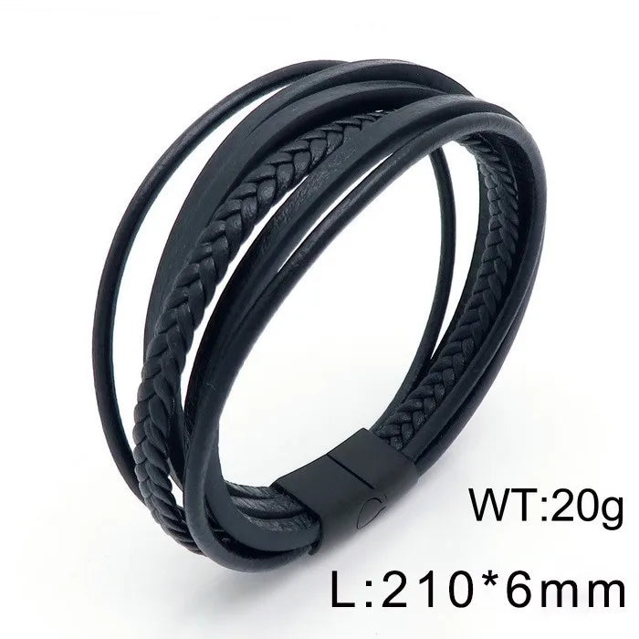 Simple Style Solid Color Titanium Steel Layered Men's Bracelets