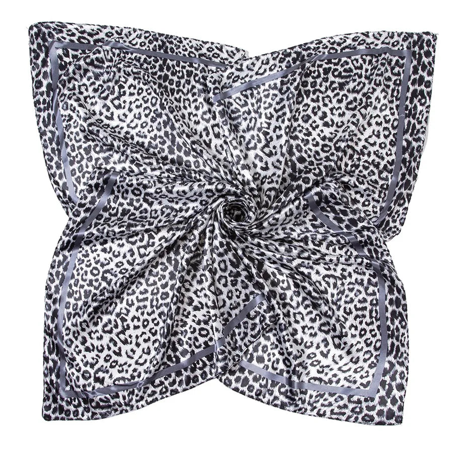 Women's Casual Leopard satin Printing Silk Scarf