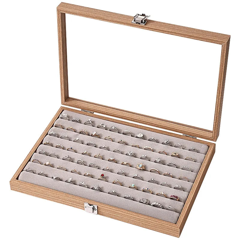 Large Capacity Rosewood Jewelry Storage Box Ring Earring Necklace Bracelet Solid Wood Display Case Anti-Oxidation Accessories