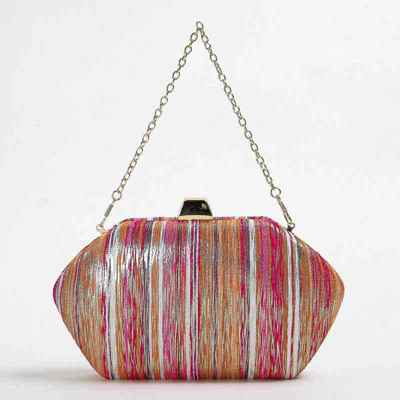 Polyester Stripe Polygon Evening Bags