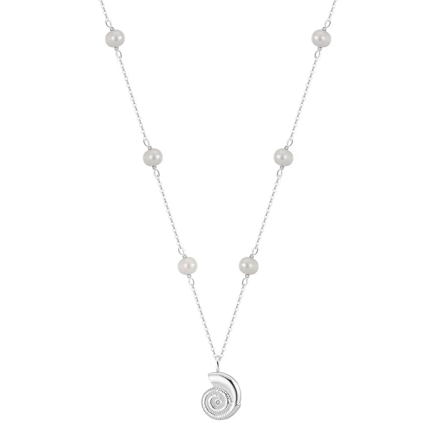 925 Sterling Silver Freshwater Pearl cable chain Plating Geometric Double Layer Necklaces Pendant Necklace Necklace
