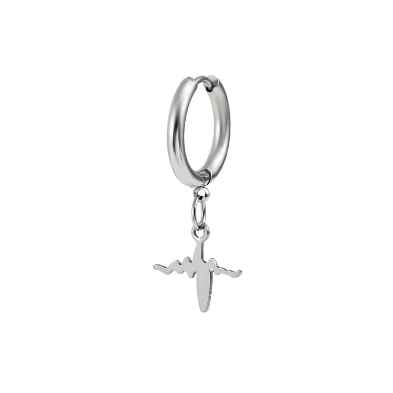 fashion cross heart shape stainless steel polishing drop earrings 1 piece