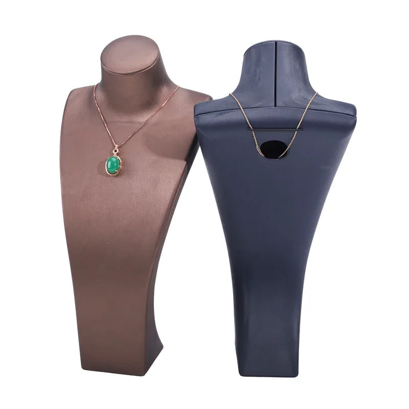 L-Shape Portrait Jewelry Necklace Display Stand Model Prop Matte Leather Pendant Window Counter Display Props