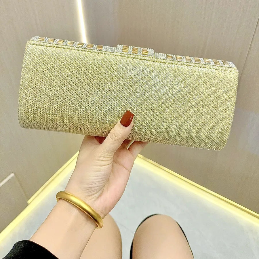 New  rhinestone bag flash women's clutch chain shoulder crossbody dinner dress bag bridal banquet bag