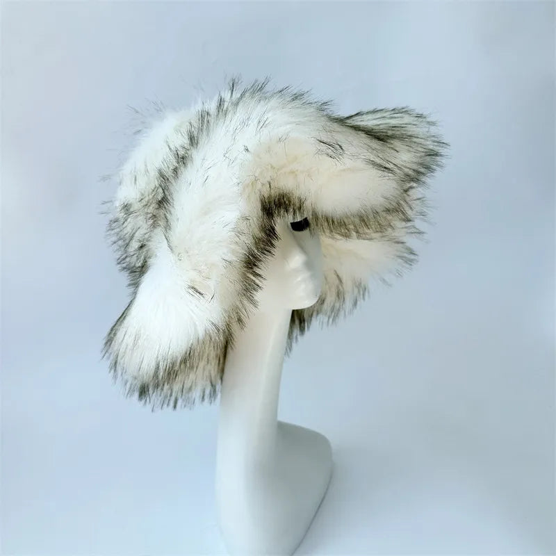 women's lady punk color block big eaves felt hat