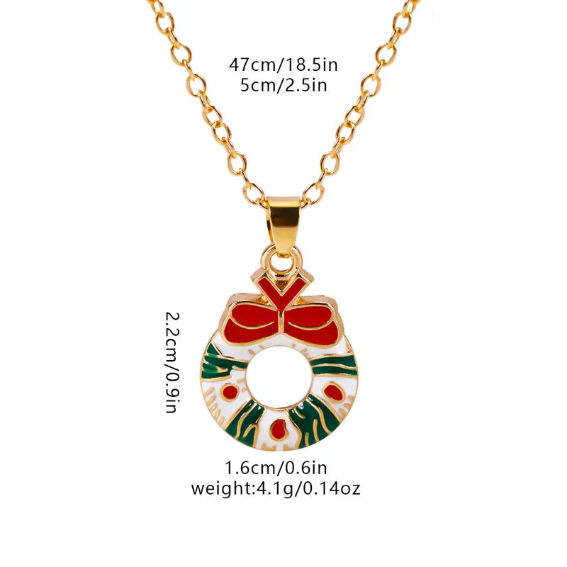 Christmas Elements Deer Santa Claus Alloy Pendant Necklace Christmas Socks Drop Oil Bell Pendant Best Friend Jewelry