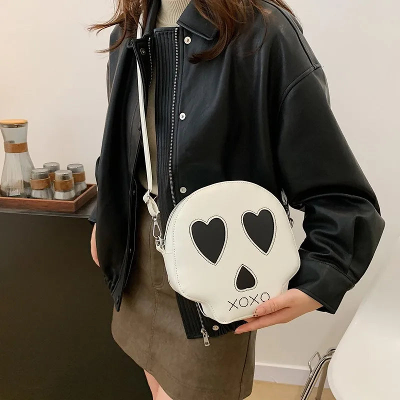 Large Capacity Skull Halloween Themed Women's Crossbody Bag Quirky Personality Single Shoulder Bag Casual Travel Nylon