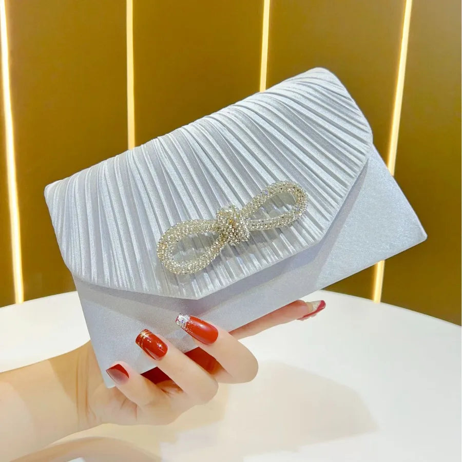 Handmade Butterfly Knot Full Drill Rhinestone Elegant Personality Clutch Bag Square Polyester Evening Bag Luxury Sensation