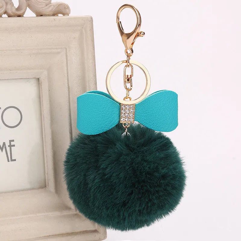 elegant bow knot pu leather women's bag pendant keychain