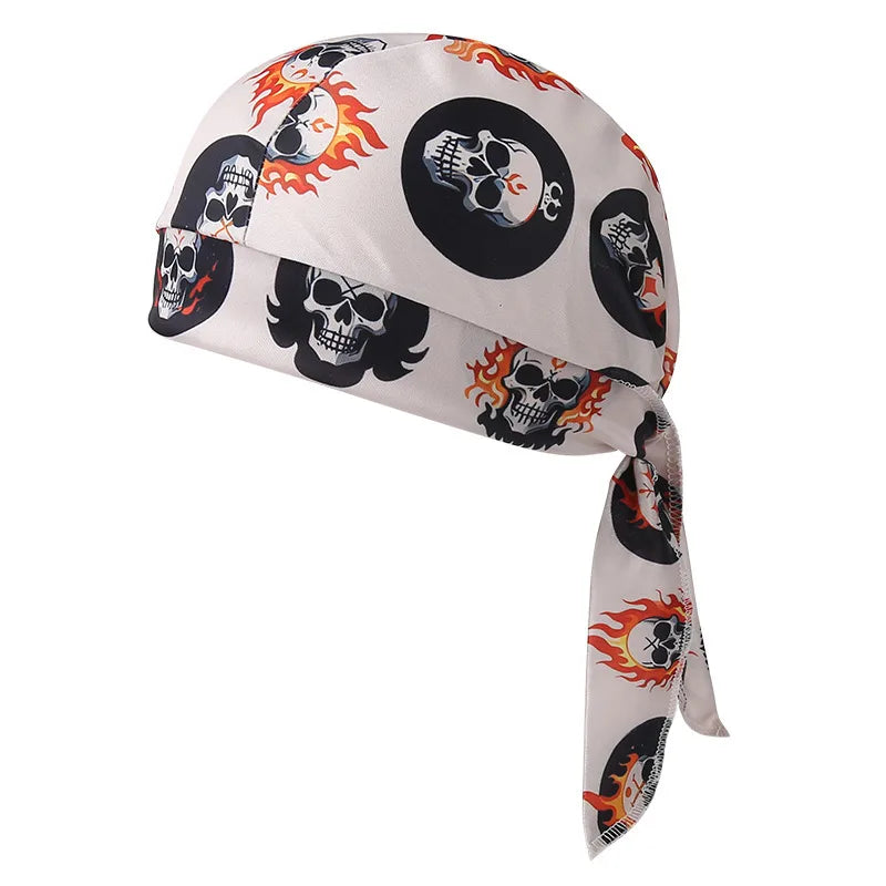 Fashionable Pirate Hat Headscarf Combo For Outdoor Sports And Halloween Party Unique Asymmetric Satin Design Chinese Style Hip Hop