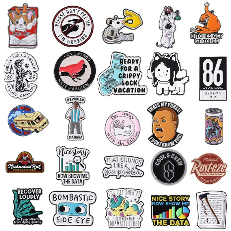 Trendy Letter Quote Lapel Pin Cartoon  Badge Clothing Backpack Accessory Unisex Personalized Fashion Jewelry