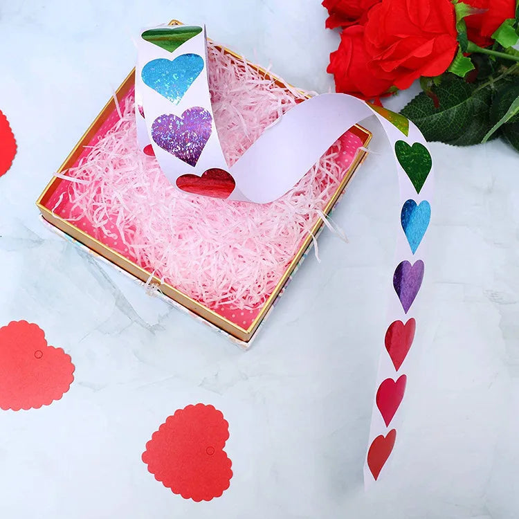 red heart pattern valentine's day gift self-adhesive label sticker