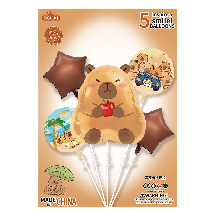 Cute Cartoon Capybara Aluminum Film Party Festival Balloons Party Supplies Balloons 1 Set