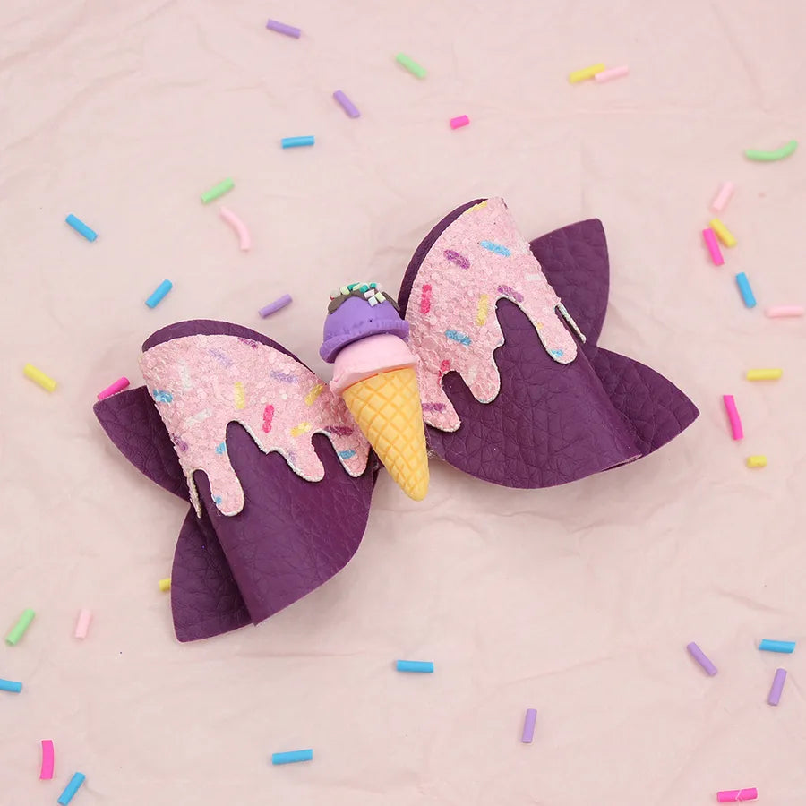 Amazon's New Donut Hairpin Children's Bow Hair Accessories Ice Cream Cream Candy Color Girl Hairpin
