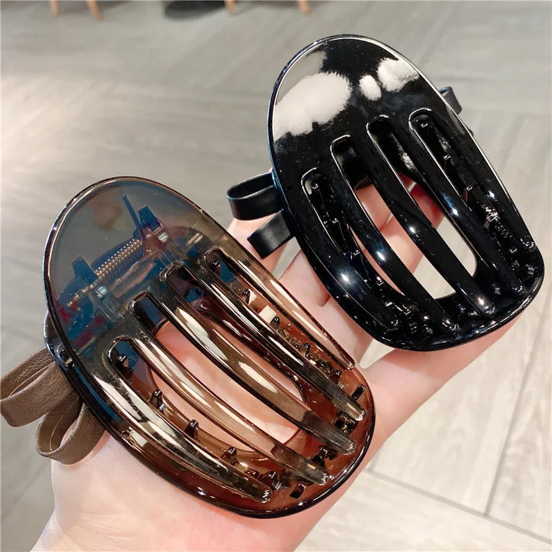 Elegant Large Size Leather Butterfly Knot Hair Clip Women's Sweet Fairy Feelings Casual Style Hair Accessories For Lazy Girls