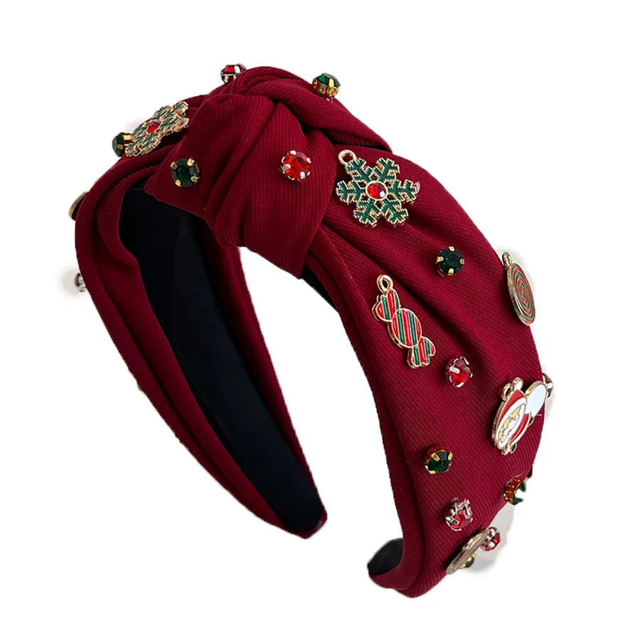 Christmas Candy Santa Claus Snowflake Hairband High Top Knot Festive Hair Accessories Women's Personalized Handmade Hairband
