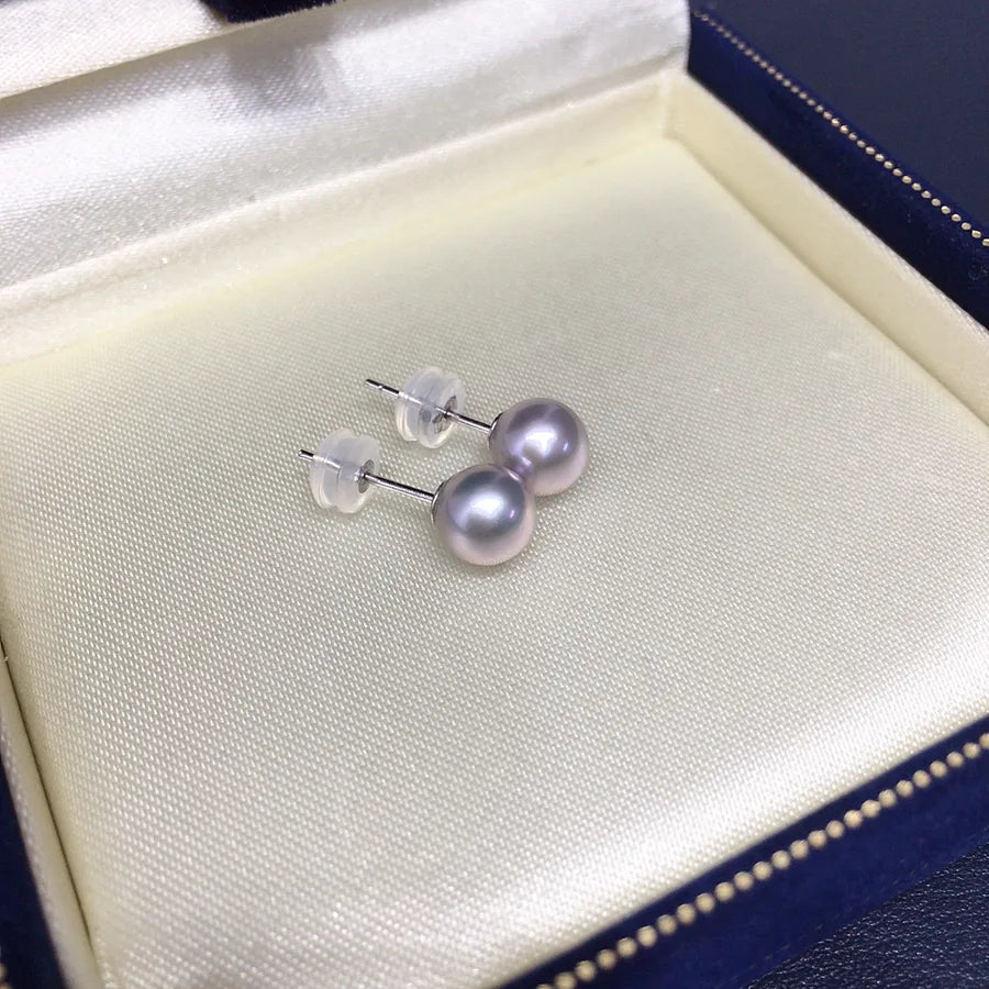 Zhuji Natural Freshwater AK Pearl Selection Advanced Sense Aurora Perfect Round Flawless Pearl Earrings S925 Sterling Silver Earrings
