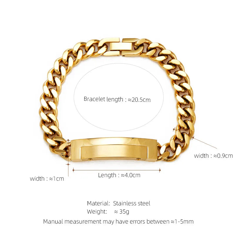 Hip-Hop Geometric 304 Stainless Steel Plating Men's Bracelets Men Chain Bracelets