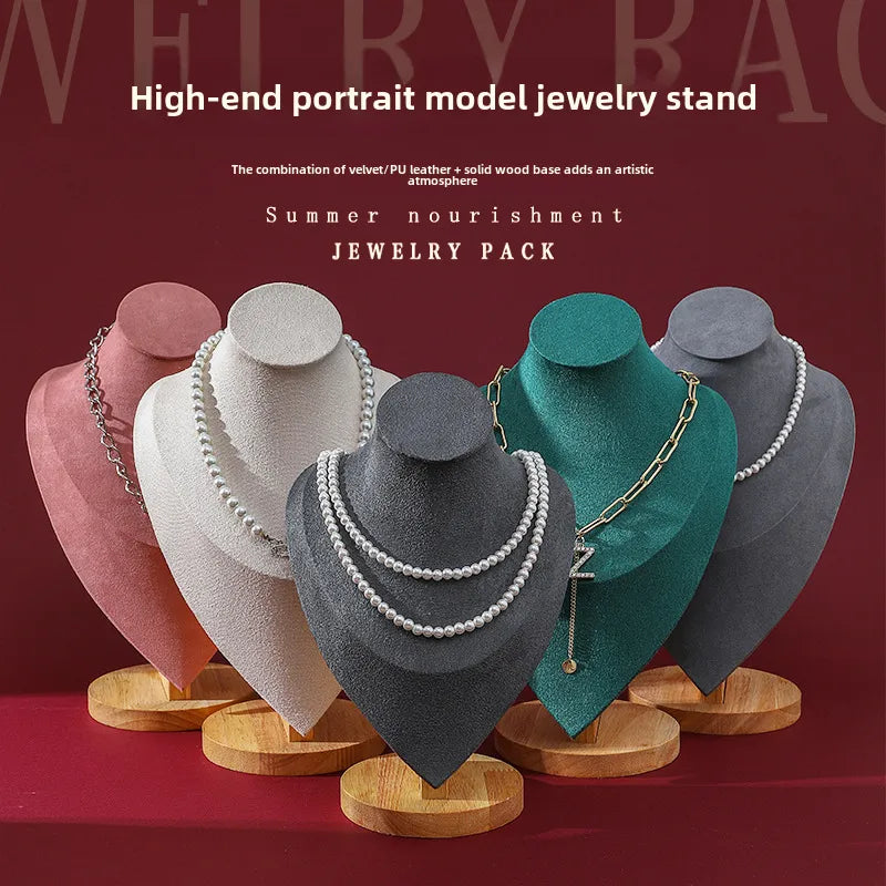 High-grade jewelry bracelet jewelry jewelry props flannel wood stitching one pendant necklace display rack wholesale