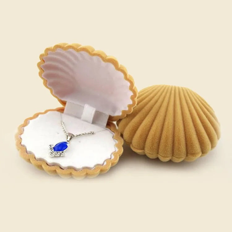 fashion shell plastic flocking jewelry boxes 1 piece