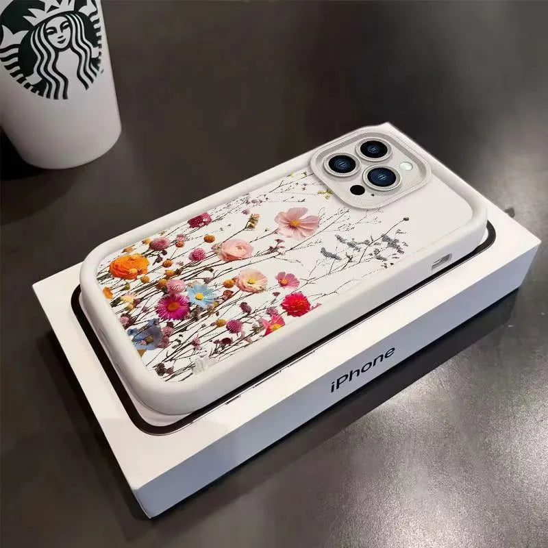 Colorful Flower Phone Case For iPhone 11/12/13/14/15/16PRO MAX XR TPU Protective Cover Unique Personality New Style Matte