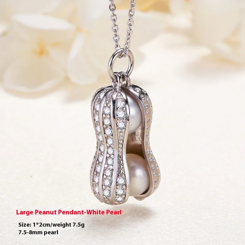Freshwater Pearl Copper cable chain Peanut Pendant Necklace