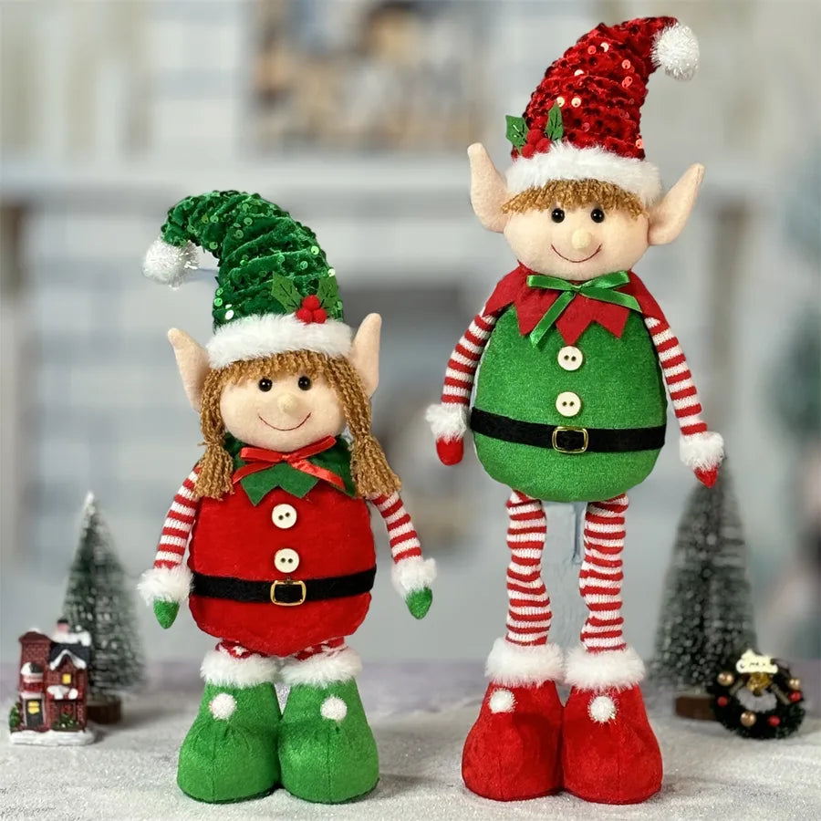 Christmas New Arrival Extendable Elf Doll Decorations Children Gifts Fairy Figure Home Decor Classic Style Polyester Material