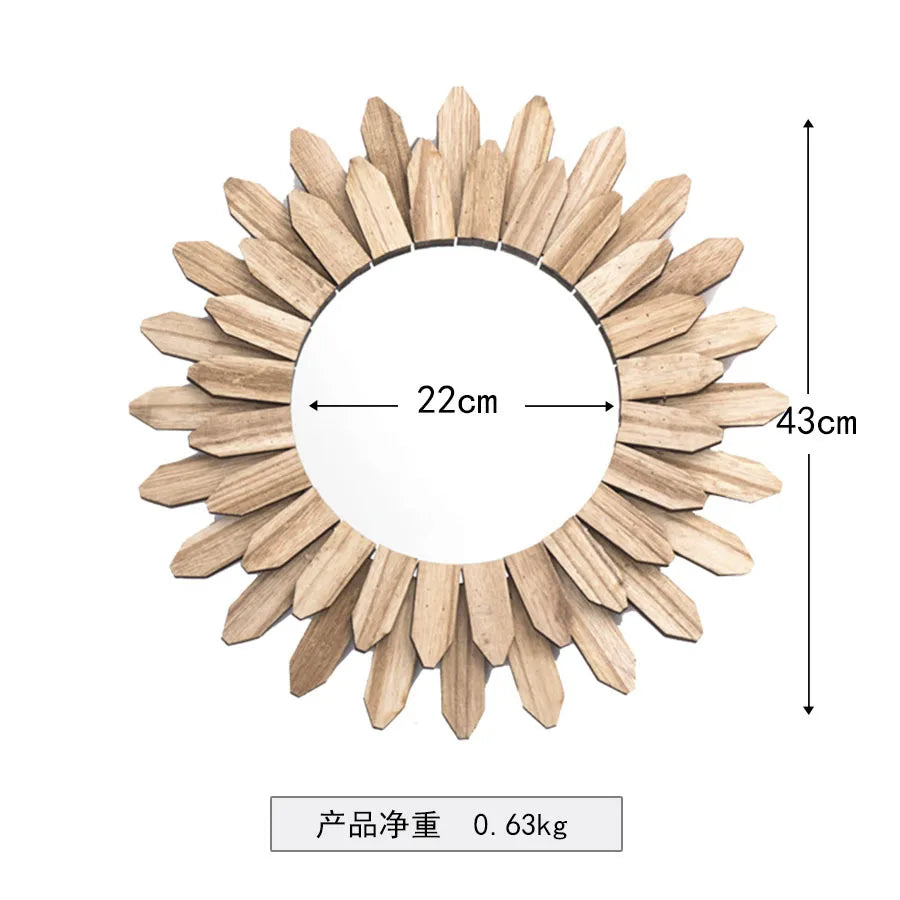 European-style Solid Wood Handmade Decorative Hanging Mirror Homestay Bar Hallway Decorative Hanging Mirror Film and Television Shooting Props Creative Hanging Ornaments