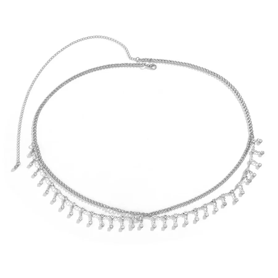 Jewelry Bikini Rhinestone Chain Waist Decoration Multi-layer Body Chain Star Rhinestone Tassel Waist Chain Women