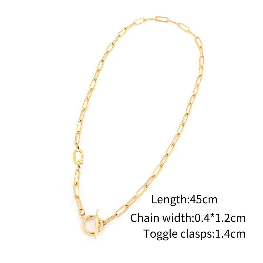 Wholesale Jewelry Elegant Simple Style Classic Style Letter 201 Stainless Steel 304 Stainless Steel Paperclip Chain Pendant Necklace