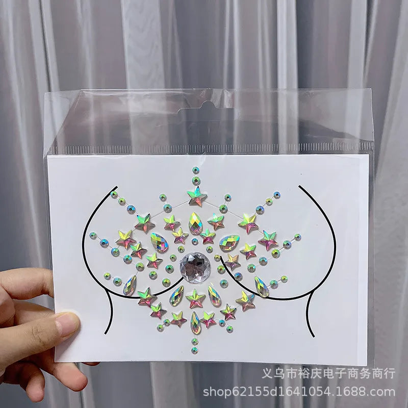Halloween face stickers chest stickers body tattoo stickers resin acrylic Diamond stickers   tattoo stickers wholesale