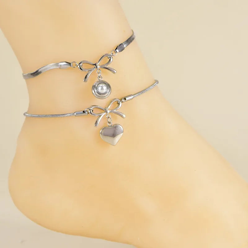Wholesale Jewelry Casual Elegant Sweet Bow Knot 304 Stainless Steel Anklet