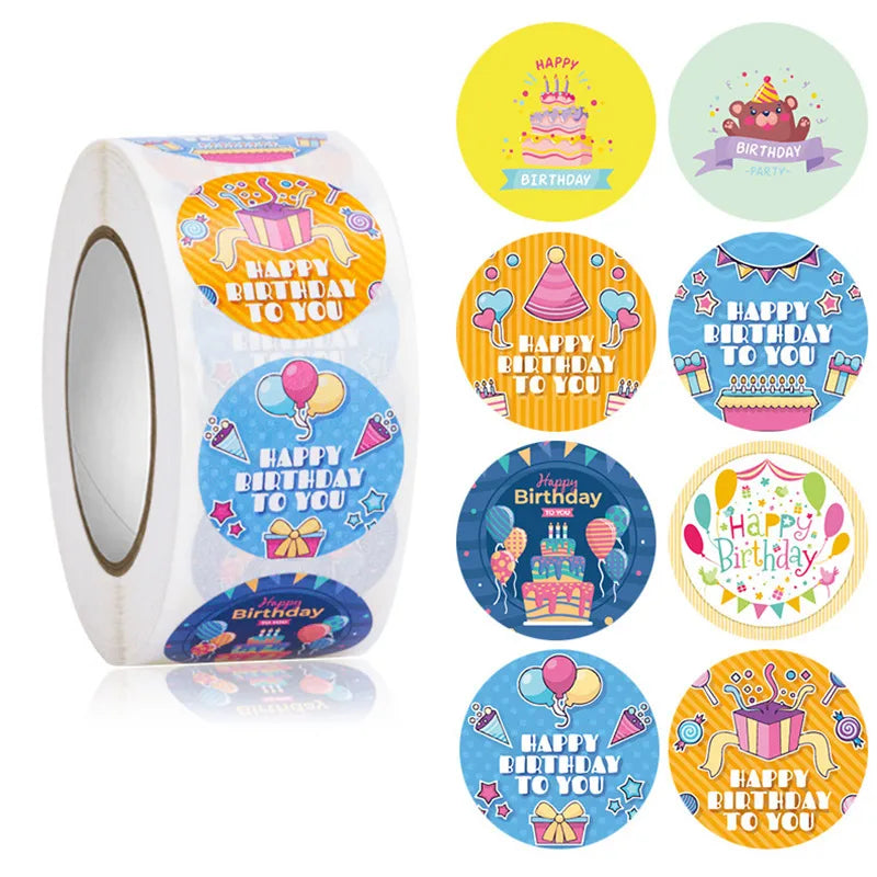 cartoon cute happy birthday cake stickers
