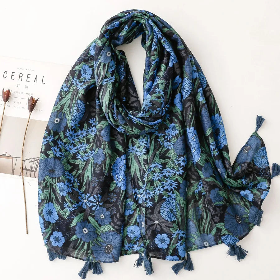 women's fashion color block polyester winter scarves