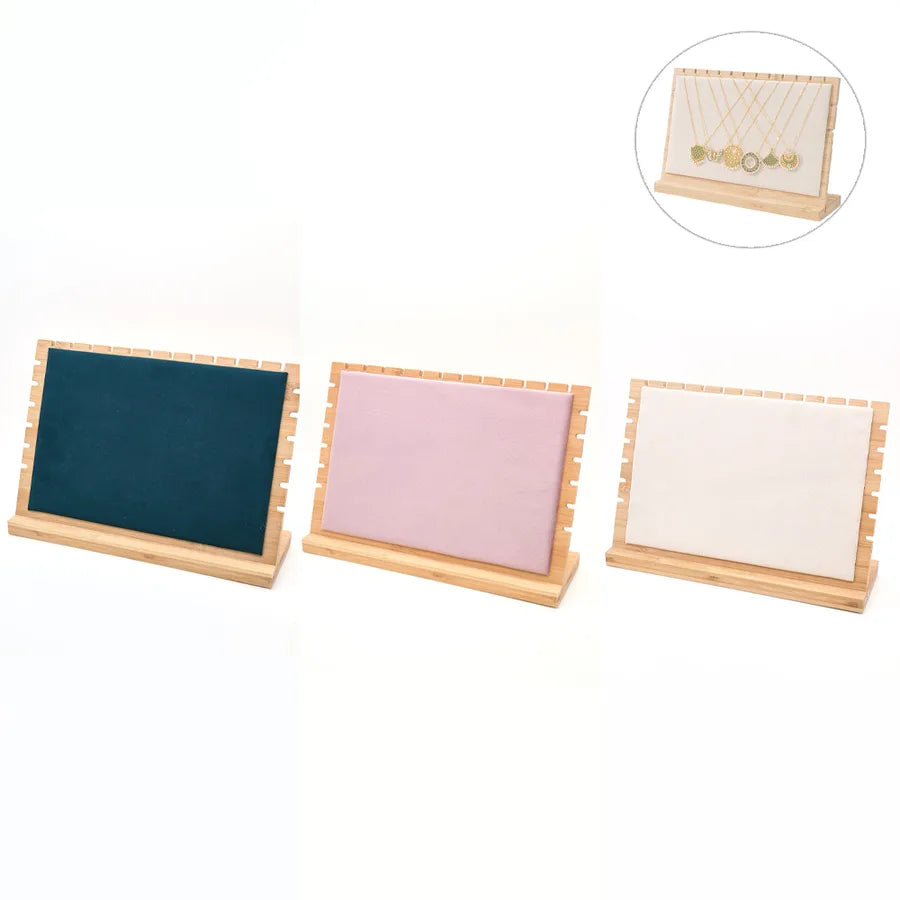 1 Piece Bamboo Flannel Handmade Simple Style Rectangle Jewelry Display Jewelry Rack