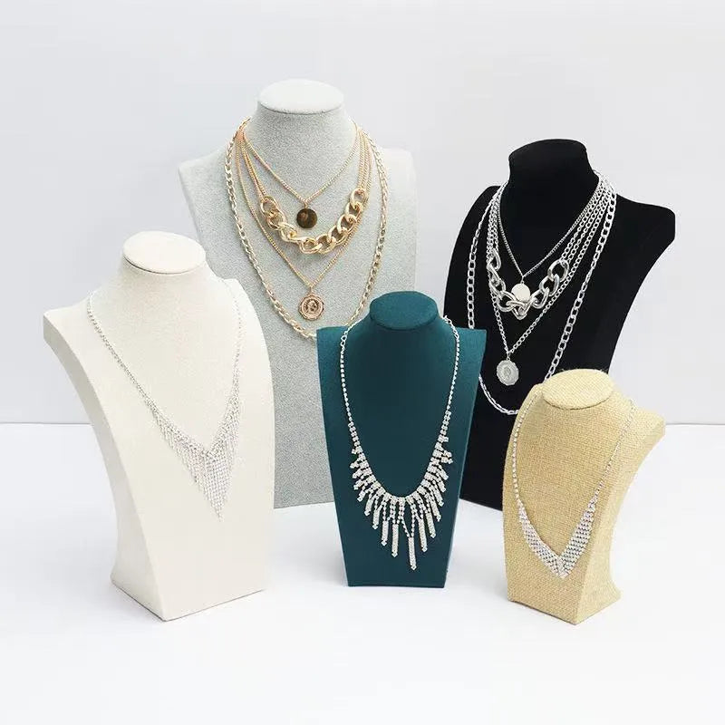 Modern Simplicity Jewelry Necklace Display Stand Counter Display Props Mannequin Pendant Holder Velvet Leather Material