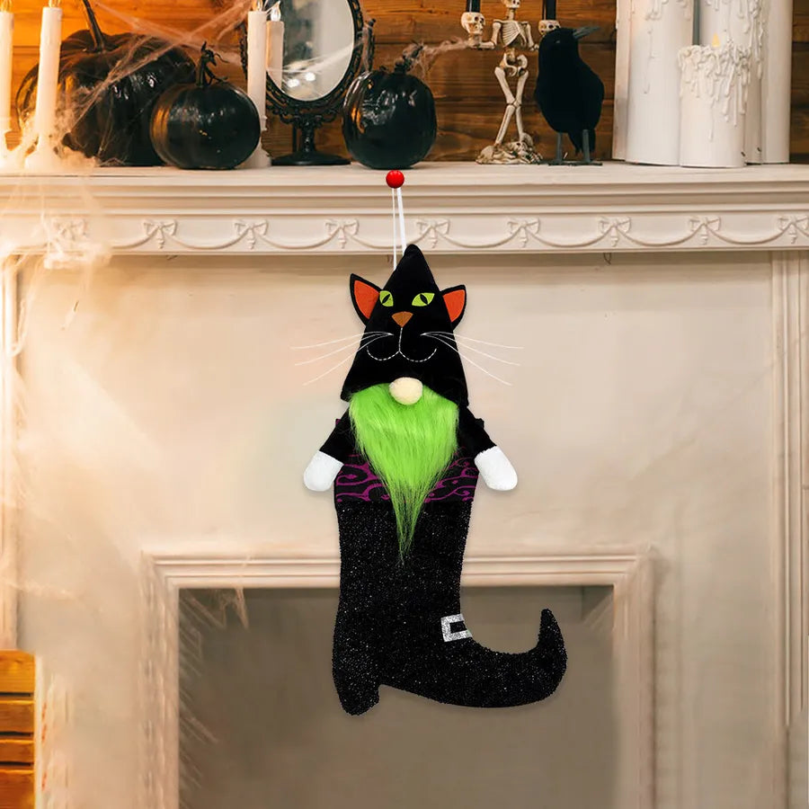 Large Size Halloween Decorations Black Cat Pumpkin Ghost Style High Heel Boot Socks Home Decoration Hanging Ornaments Polyester