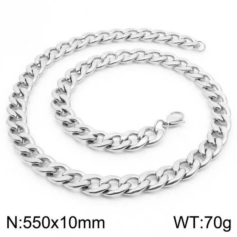 simple style solid color stainless steel plating necklace chain 1 piece