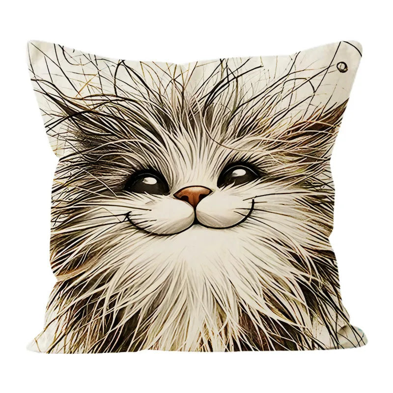 Funny Bird Print Linen Pillowcase New Style Office Cushion Cover Simple Cartoon Design Eco-Friendly Linen Material