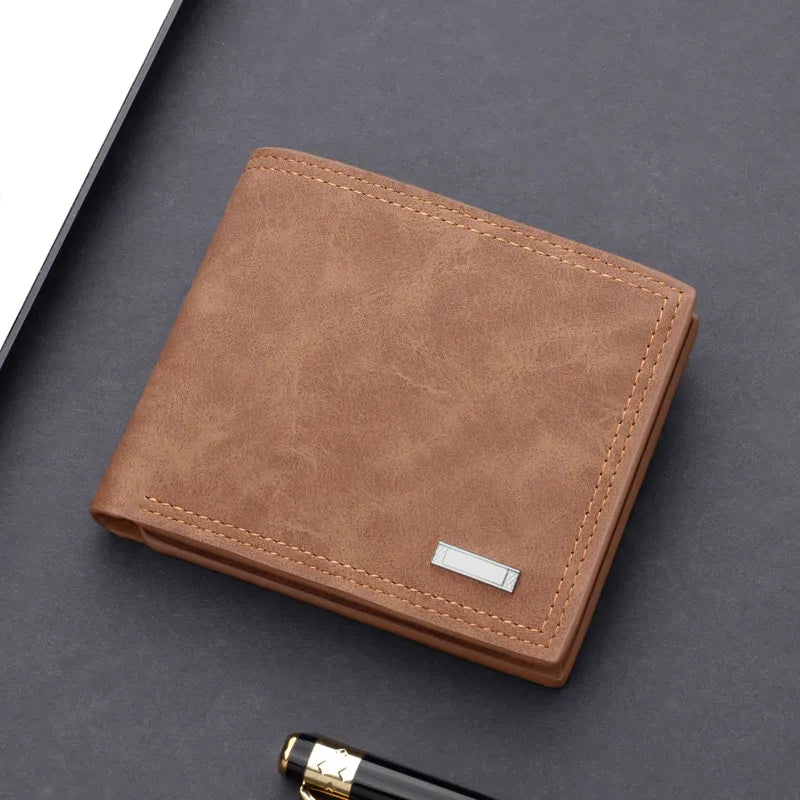 men's solid color pu leather open wallets