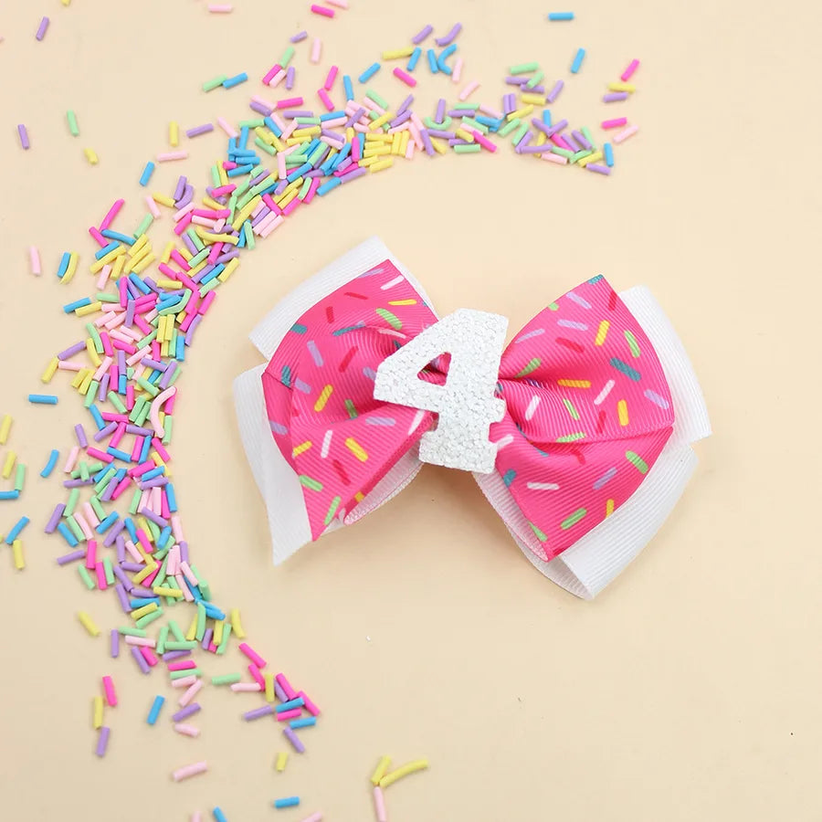 Birthday Digital Hairpin Pink Ice Cream Hair Band Children's Cute Sweet Birthday Hair Accessories  Explosions