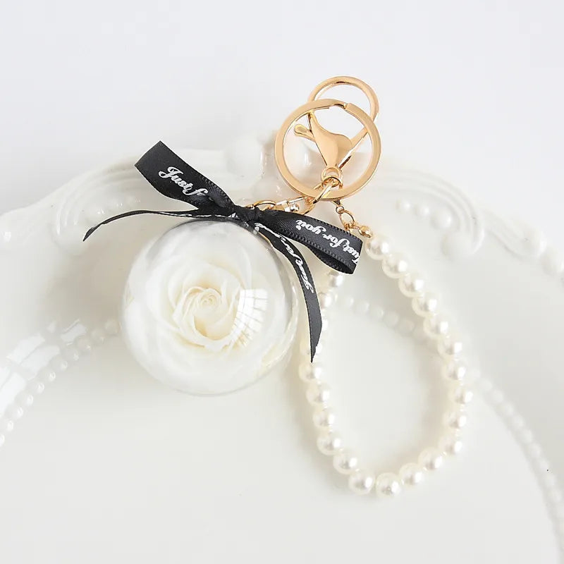 cute letter preserved flower women's keychain