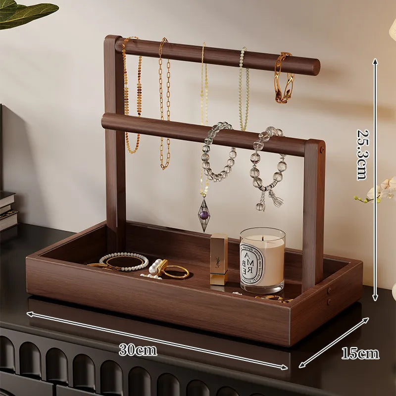 Crystal Bracelet Display Stand Jewelry Holder Wooden Material High-End Style Bracelet Storage Organizer Box For Desktop