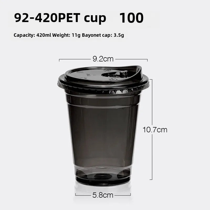 Horn flower disposable cup black plastic ice coffee cup PET cold drink Net red milk tea small black cup with lid