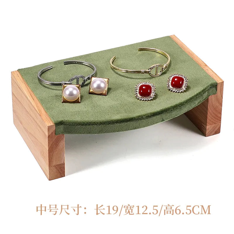 Solid Wood Jewelry Display Stand Tea Table Bracelet Necklace Stool Ornament Rack Three Piece Set Academic Style Crafted