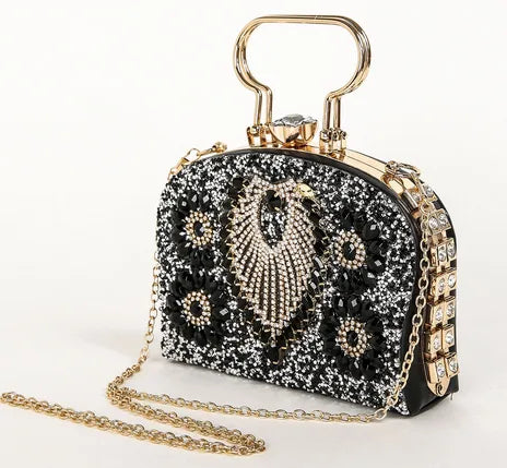 Green Alloy Geometric Square Evening Bags