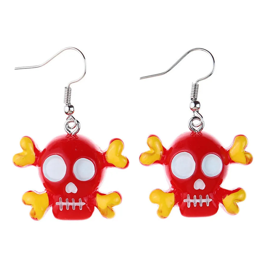 Halloween Series  Ear Rings Scary Funny Personality Skull Spider Ghost Pumpkin Resin Earrings Dangle